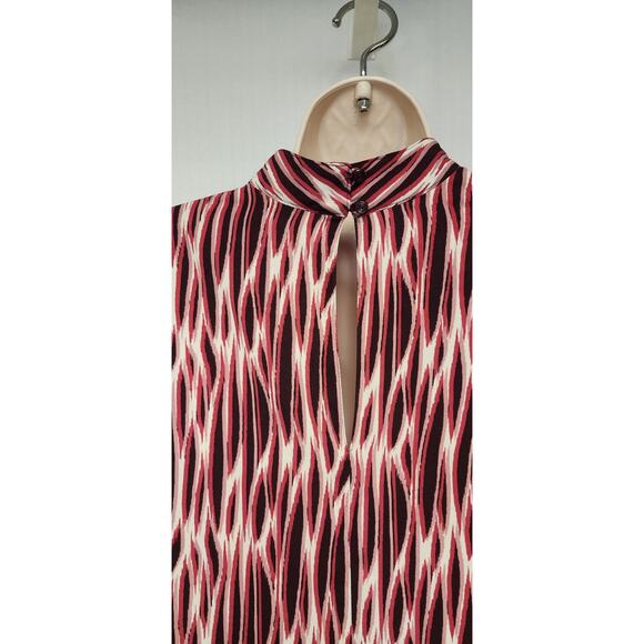 14th & Union Blouse Mock Neck 3/4 Sleeve Size M Multicolor Red/Cream - Picture 5 of 8